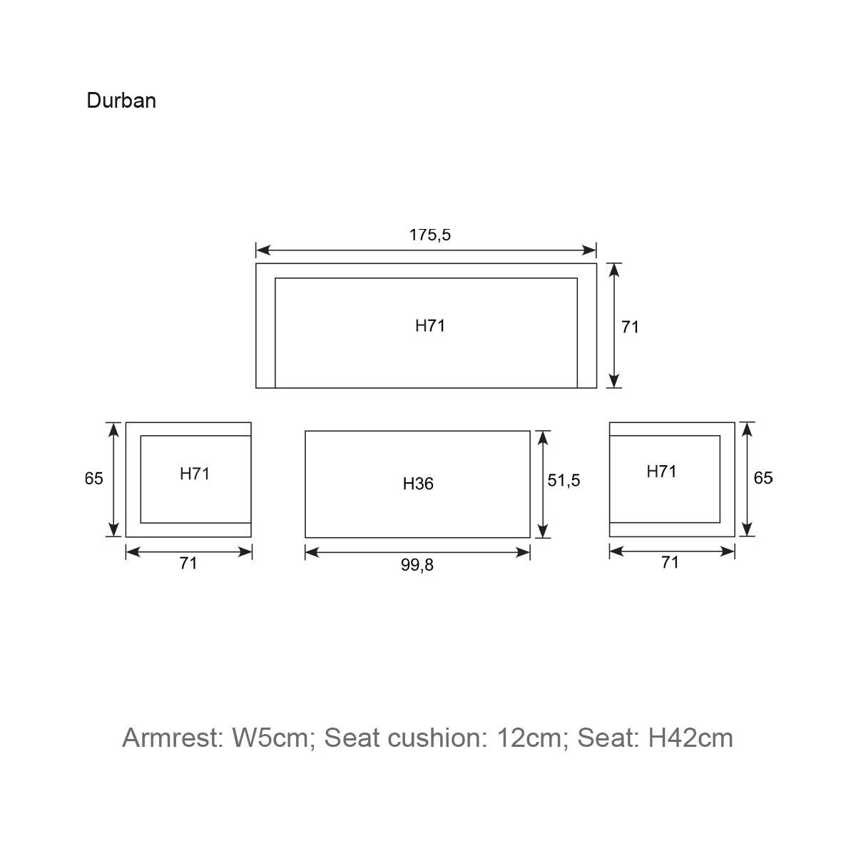 Garden Impressions Durban Loungeset 4-delig - Zwart - Afbeelding 4