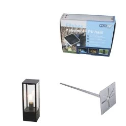 QAZQA Staande Buitenlamp Zwart 40 Cm Met Grondpin En Kabelmof -