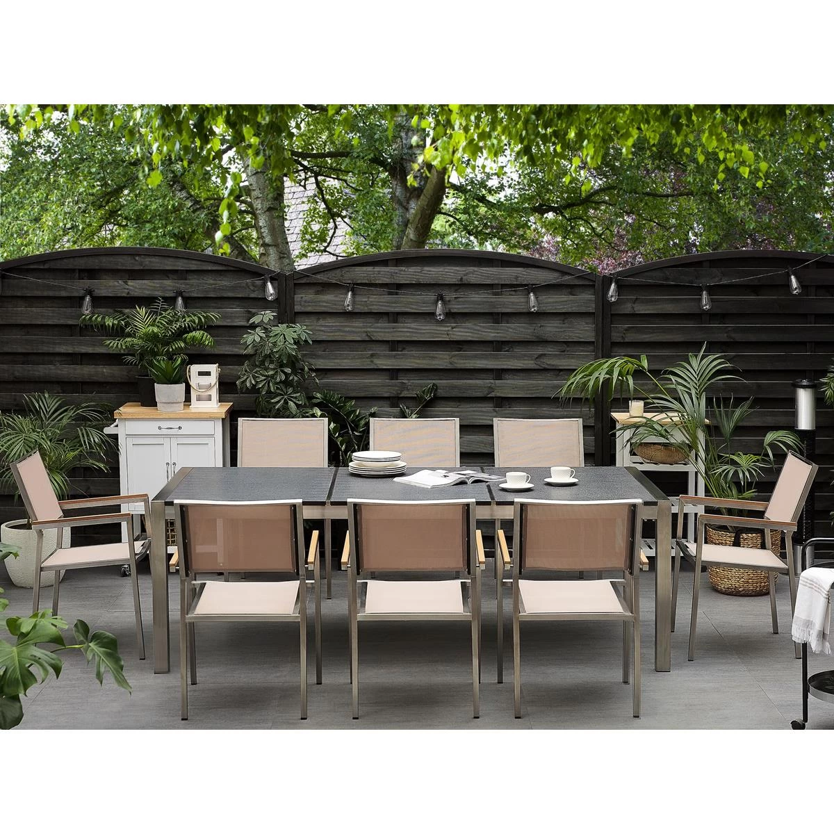 Beliani - GROSSETO - Tuinset Voor 8 - Lichtgrijs - Graniet - Afbeelding 2