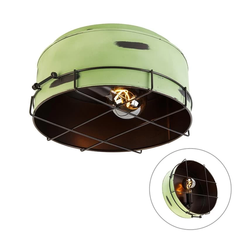 QAZQA Industriƫle Plafondlamp Groen 35 Cm - Barril