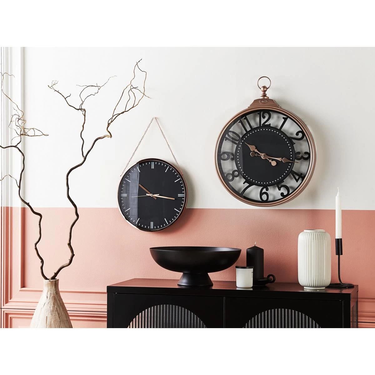 Beliani - ALLOZA - Wandklok - Zwart - Synthetisch Materiaal - Afbeelding 2