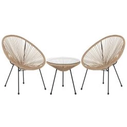Beliani - ACAPULCO - Bistroset Voor 2 - Natuurlijk - PE Rotan