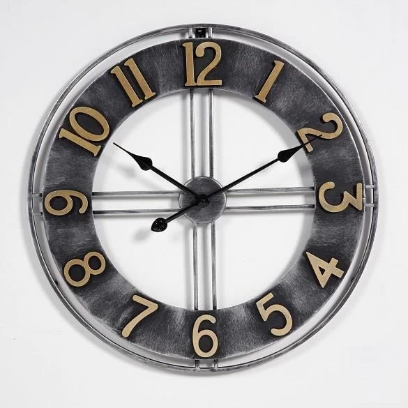 LW Collection Wandklok Becka Ø60cm - Grijs