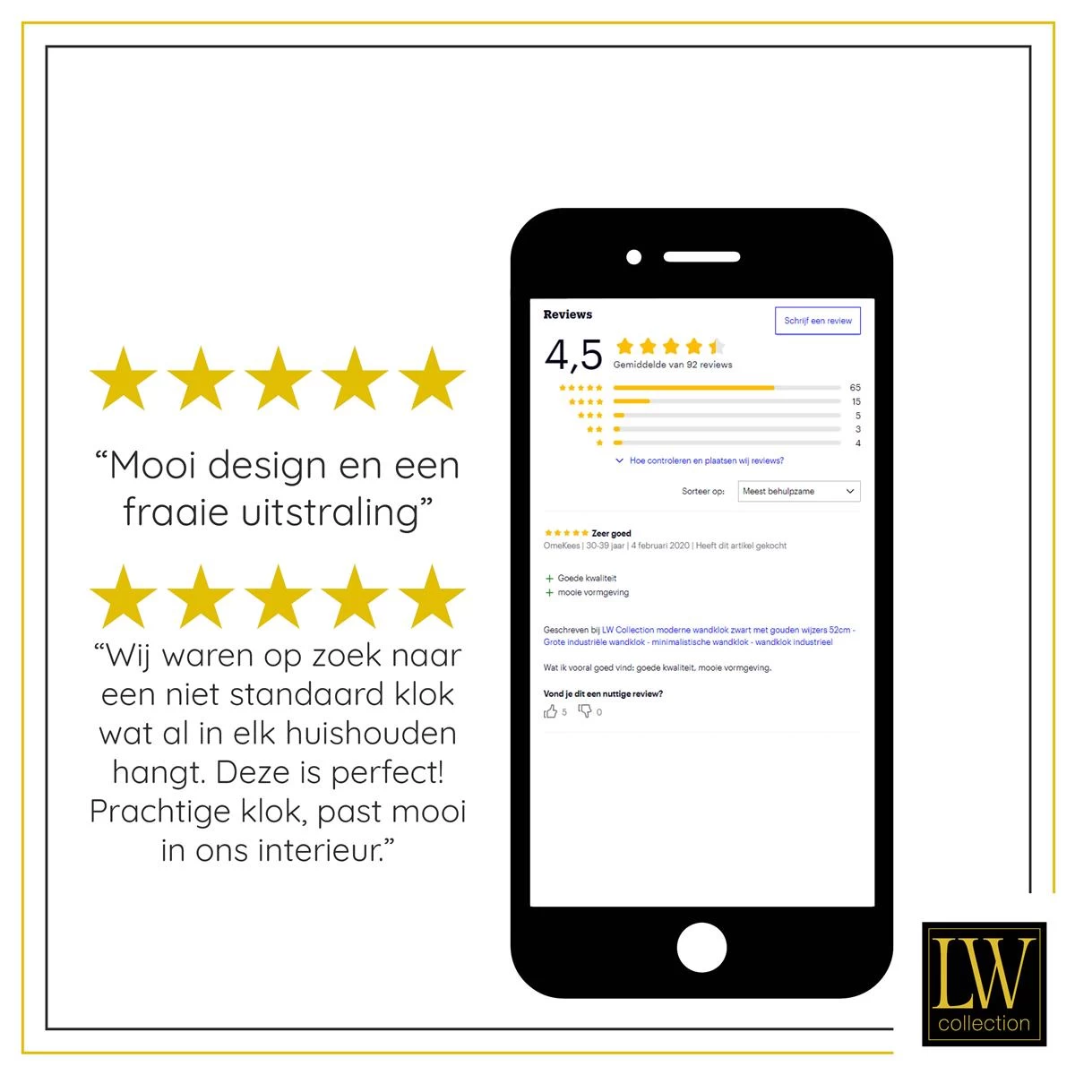 LW Collection Wandklok Becka Ø60cm - Grijs - Afbeelding 7