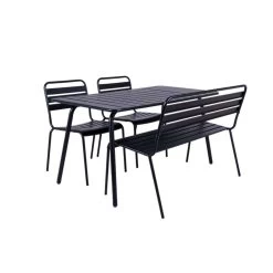 MaximaVida Max 150 Cm Zwarte Tuinset Met 2 Stoelen En 1 Bank