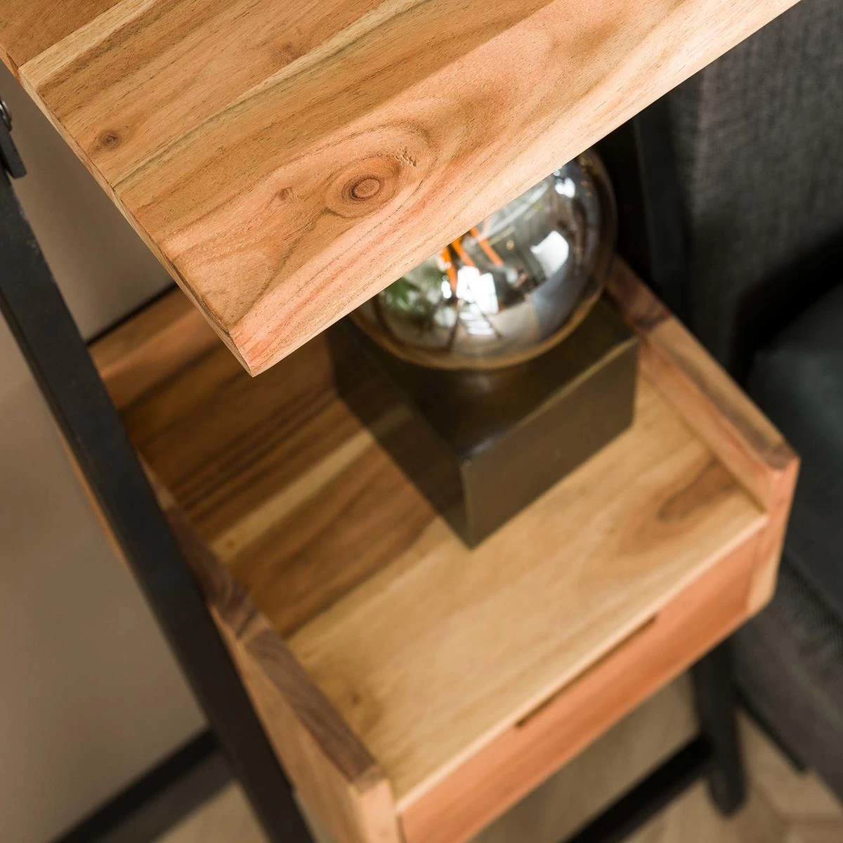 Duverger Duplex - Nachtkastje - Acacia - Naturel - 1 Lade - Hoog - - Afbeelding 7