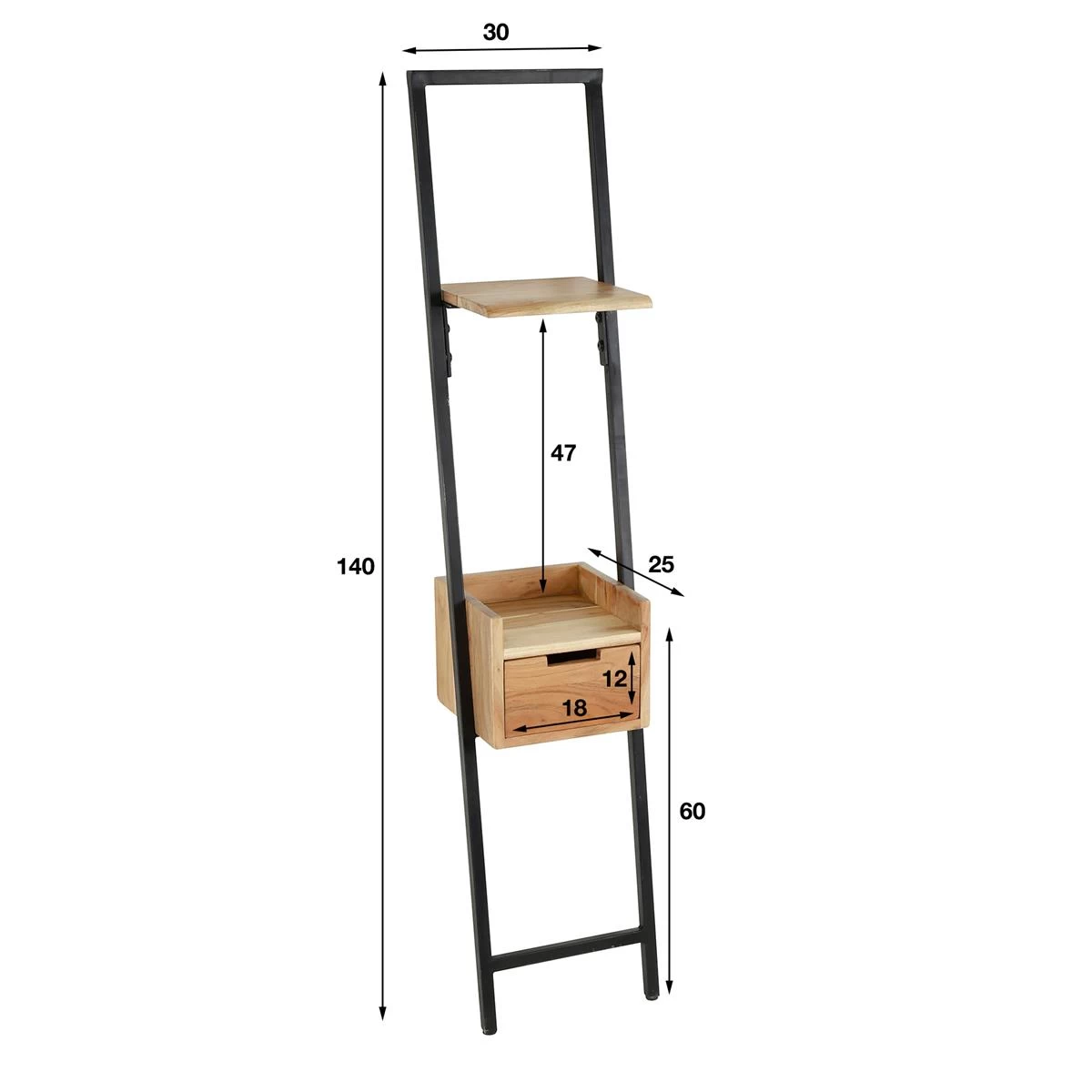 Duverger Duplex - Nachtkastje - Acacia - Naturel - 1 Lade - Hoog - - Afbeelding 8