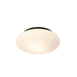 QAZQA Klassieke Plafondlamp Zwart Met Opaal Glas 35 Cm IP44 - Nohmi