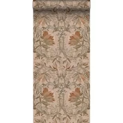 ESTAhome Behang Vintage Bloemen In Art Nouveau Stijl Beige En Oudroze