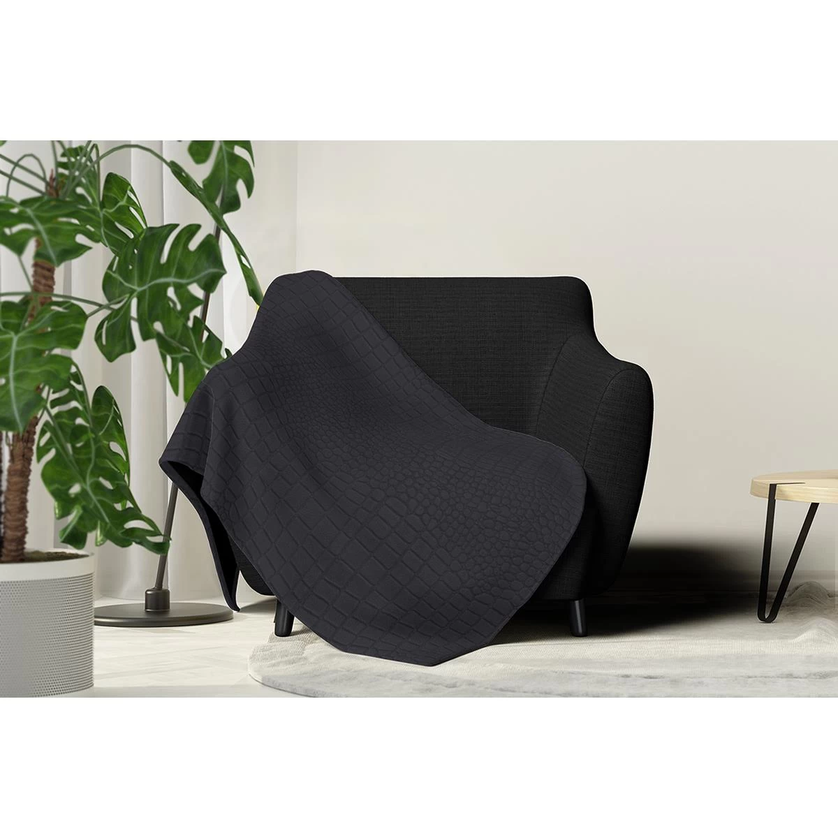 LINNICK Flanel Fleece Deken Croco - Zwart - 140x200cm - Afbeelding 5