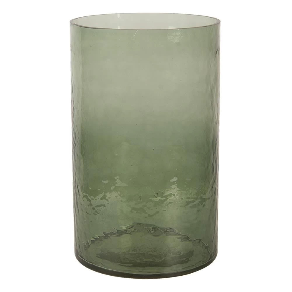 Clayre & Eef Windlicht Ø 15x25 Cm Groen Glas Rond Kaarsenhouder