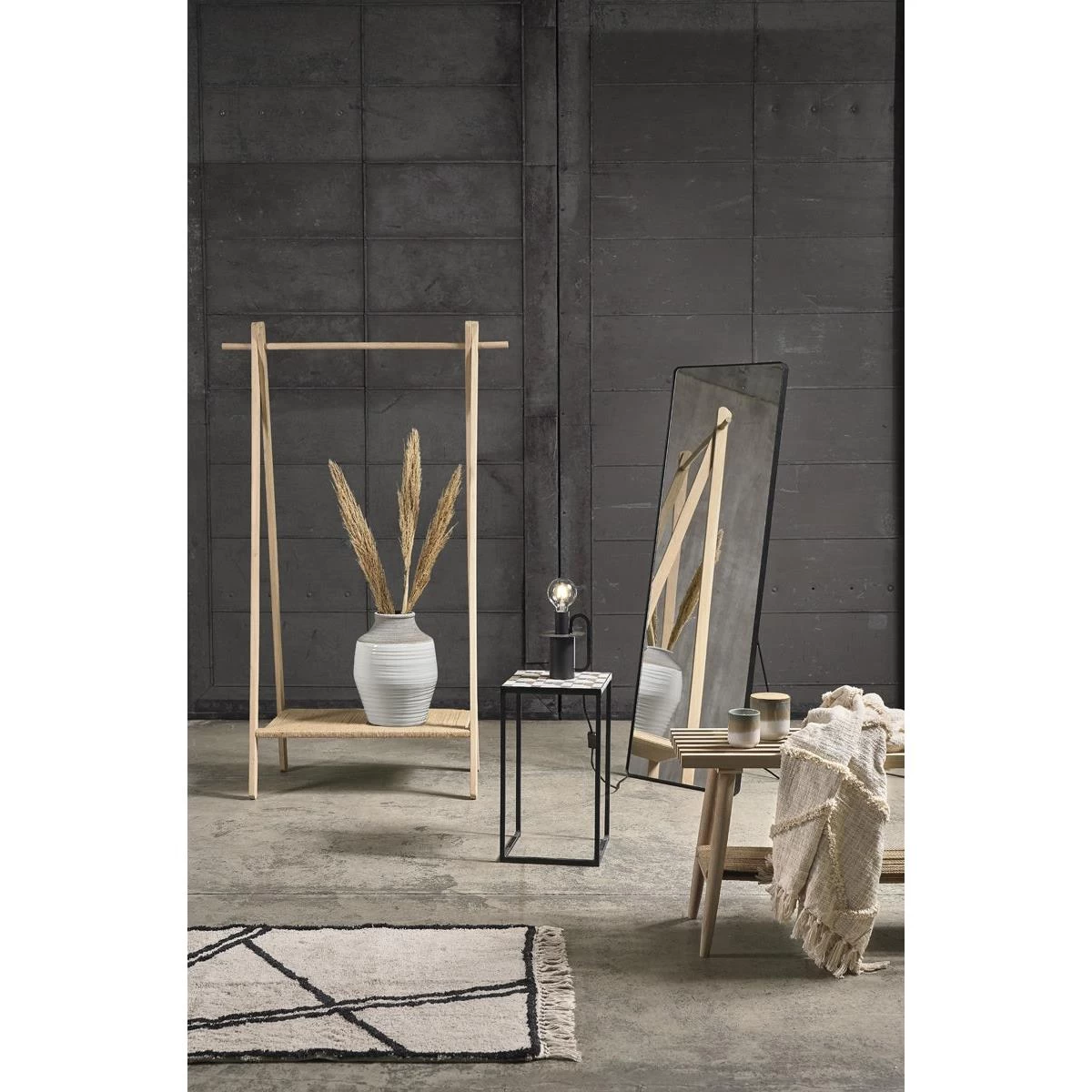 Villa Collection Ebern Houten Kledingrek Whitewash - 92 X 153 Cm - Afbeelding 7