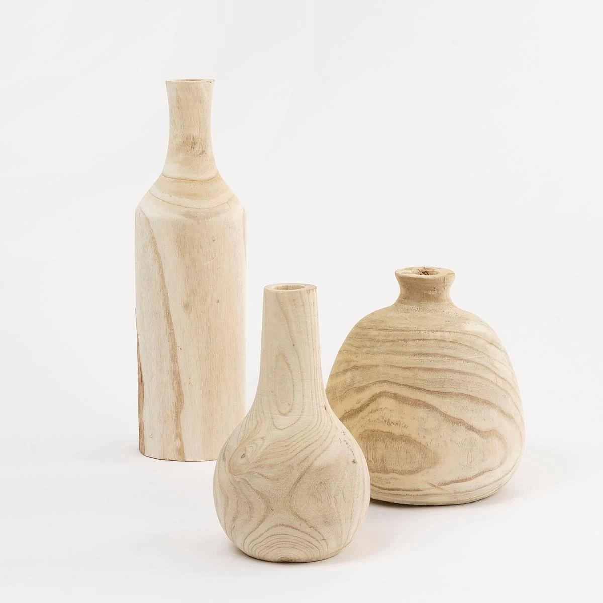 Mica Decorations Pia Vaas - H47 X Ø13 Cm - Paulownia Hout - Lichtbruin - Afbeelding 5