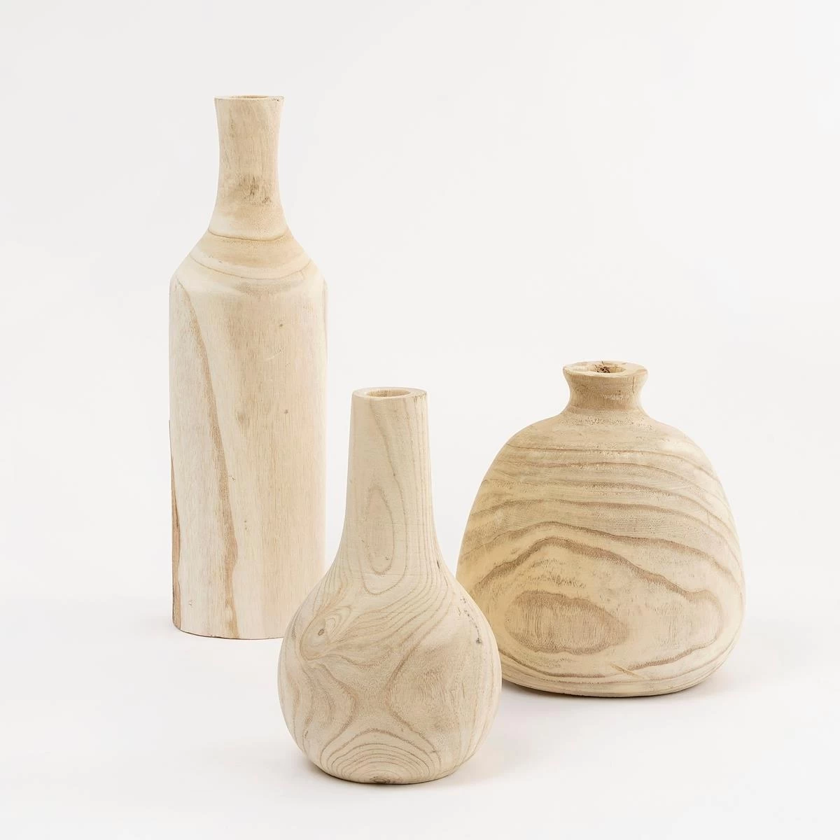 Mica Decorations Pia Vaas - H47 X Ø13 Cm - Paulownia Hout - Lichtbruin - Afbeelding 6