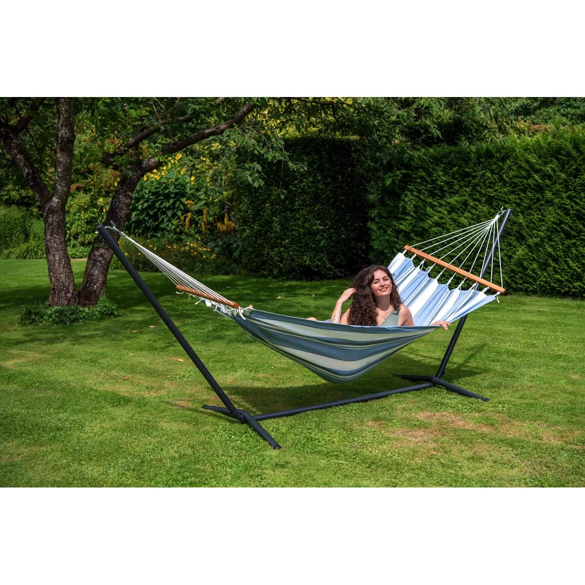 Tropilex® Hangmat Eénpersoons Curaçao Air Blauw - Afbeelding 7