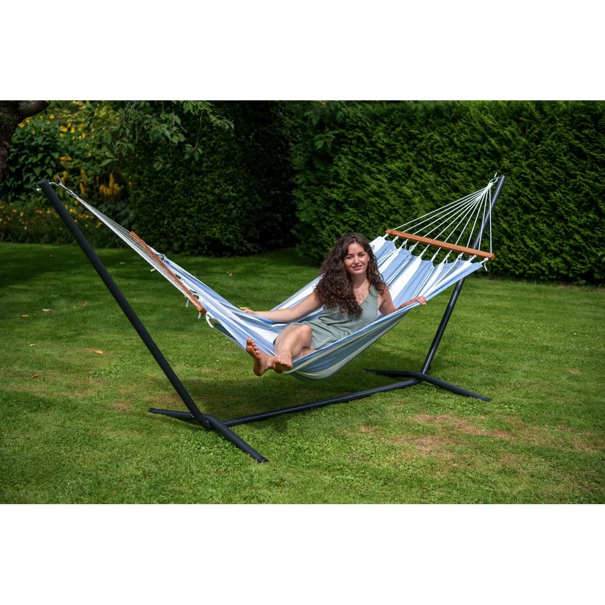 Tropilex® Hangmat Eénpersoons Curaçao Air Blauw - Afbeelding 9