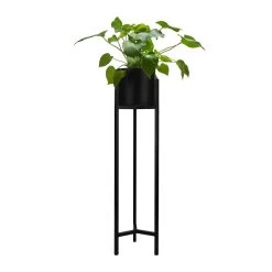 QUVIO Plantenstandaard Inclusief Pot - 22x22x90 Cm - Zwart - L