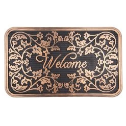 Clayre & Eef Deurmat 75x45 Cm Koperkleurig Zwart Rubber Rechthoek