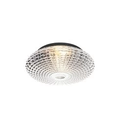 QAZQA Klassieke Plafondlamp Zwart Met Smoke Glas 35 Cm IP44 - Nohmi
