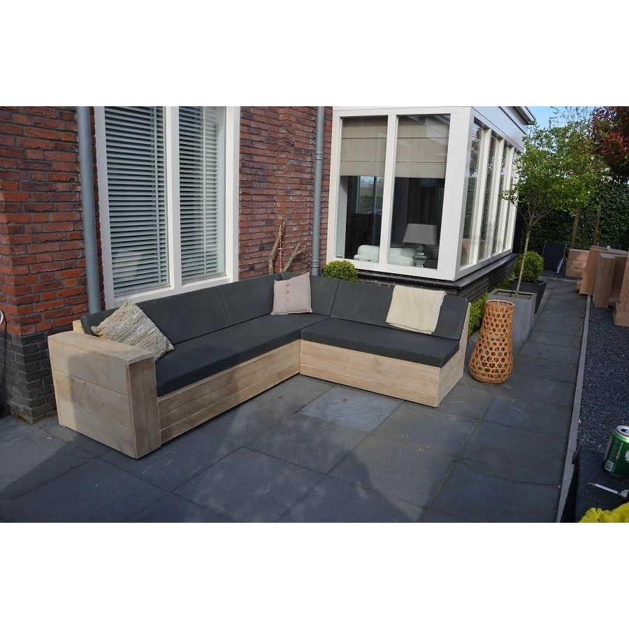 Wood4you Loungeset 1 Steigerhout 210x200 Cm - L-vorm - Incl Kussens - Afbeelding 2