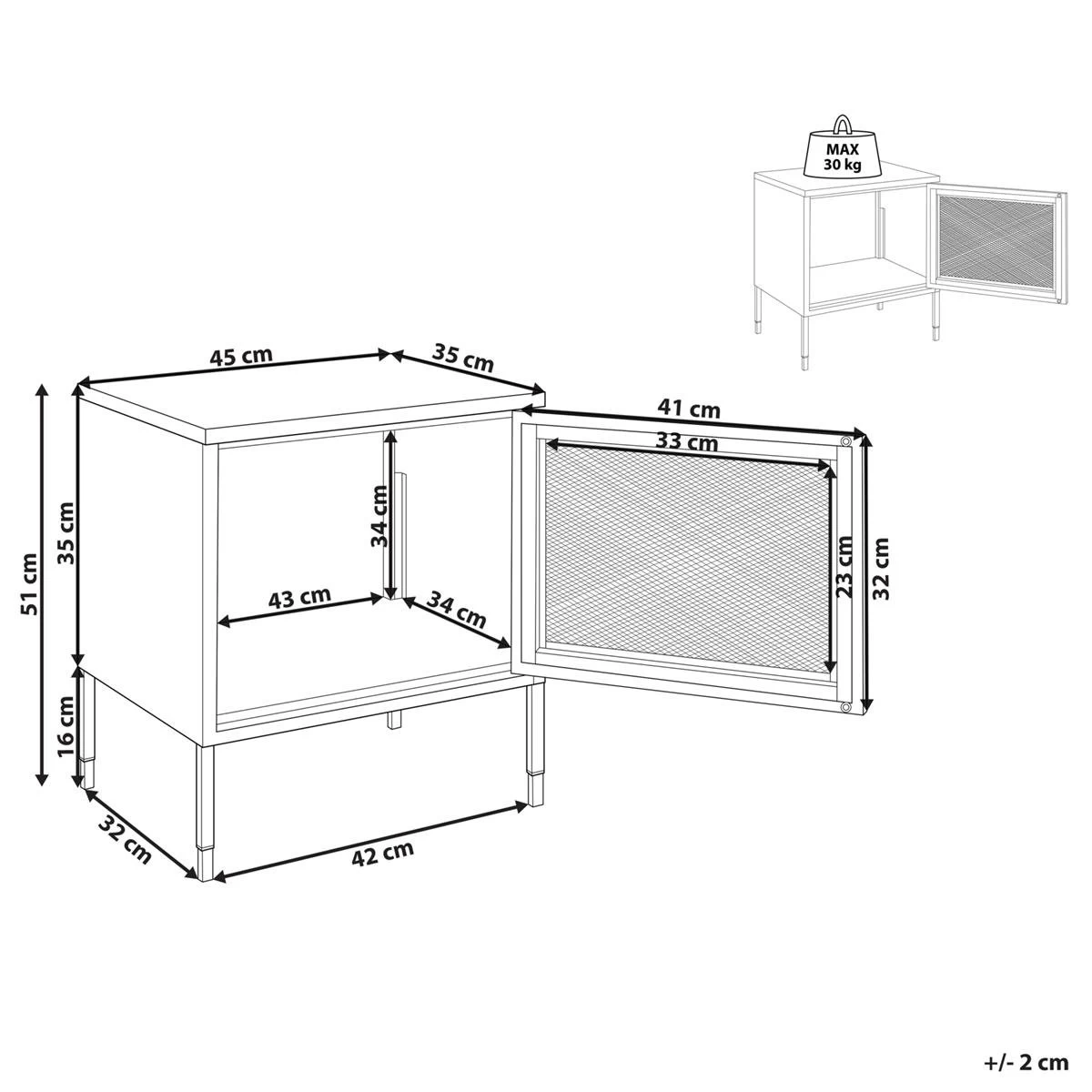 Beliani - OSSETT - Nachtkastje - Rood - Staal - Afbeelding 9