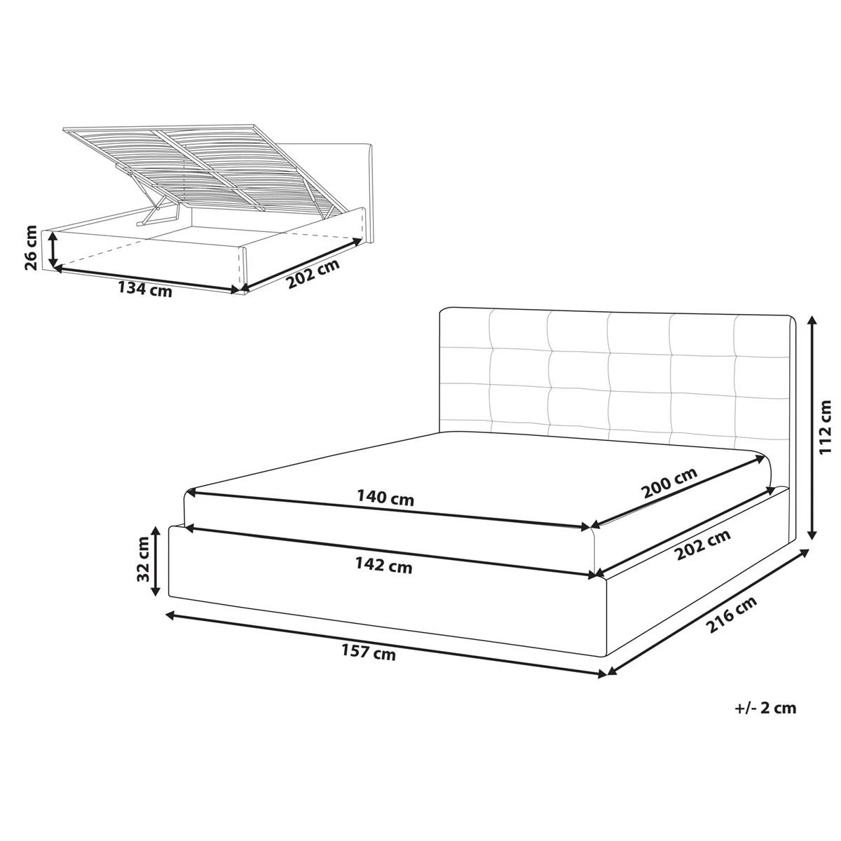 Beliani-LORIENT-Bed Met Opbergruimte-Grijs-140 X 200 Cm-Polyester - Afbeelding 11