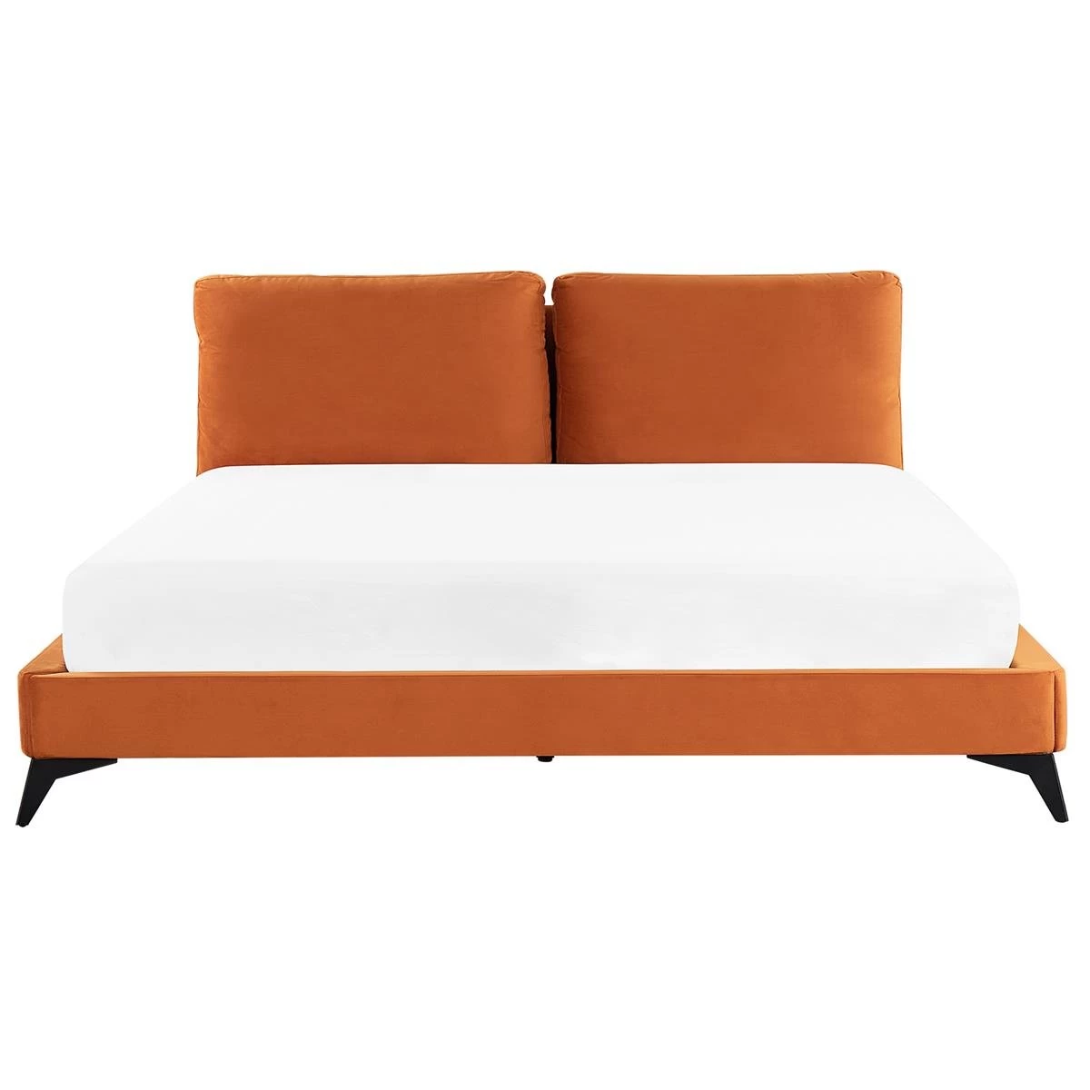 Beliani - MELLE - Tweepersoonsbed - Oranje - 180 X 200 Cm - Fluweel - Afbeelding 3