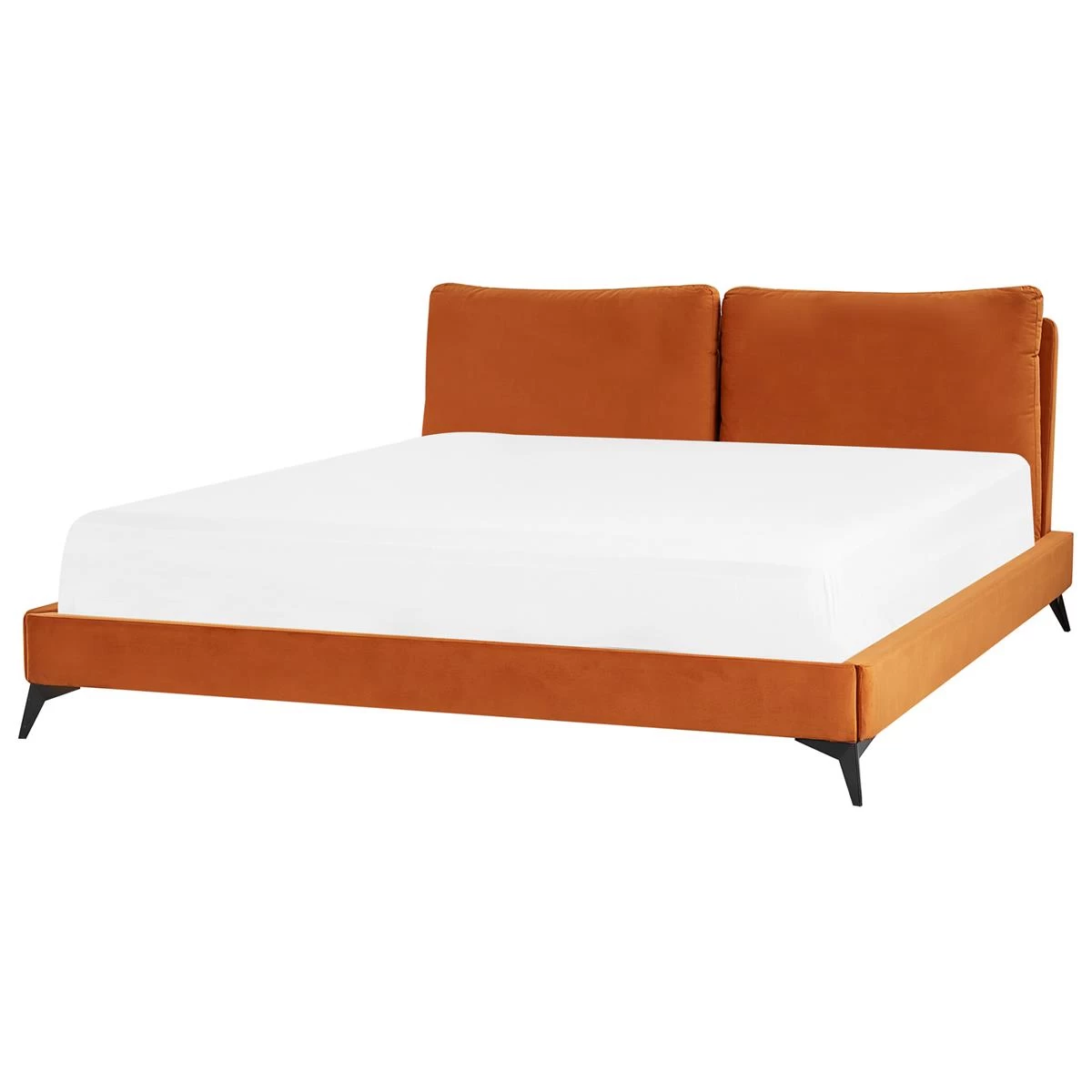 Beliani - MELLE - Tweepersoonsbed - Oranje - 180 X 200 Cm - Fluweel