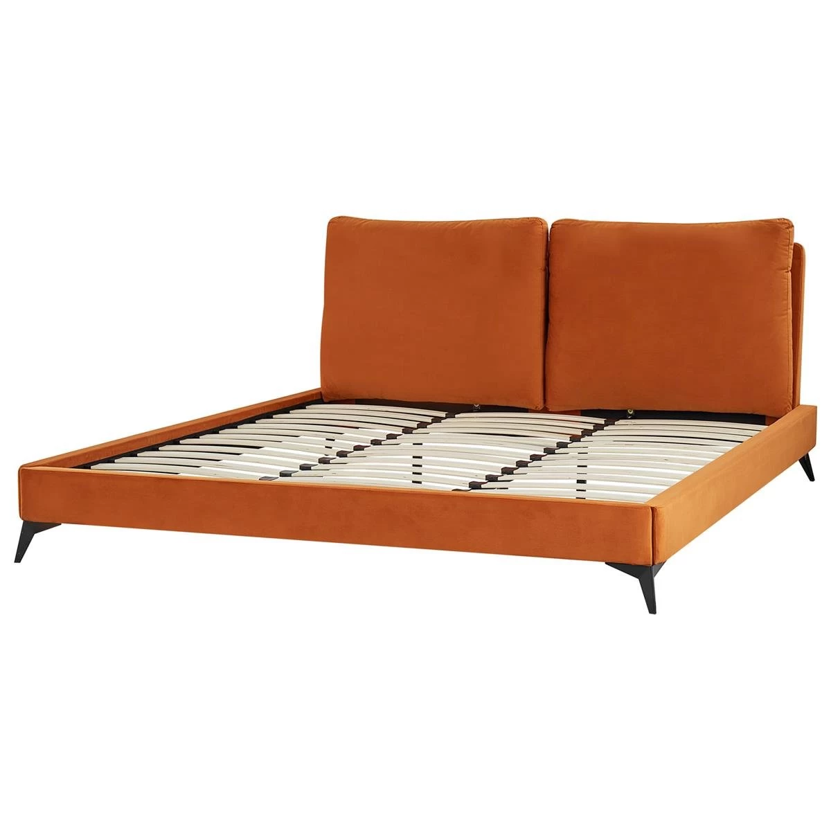 Beliani - MELLE - Tweepersoonsbed - Oranje - 180 X 200 Cm - Fluweel - Afbeelding 5