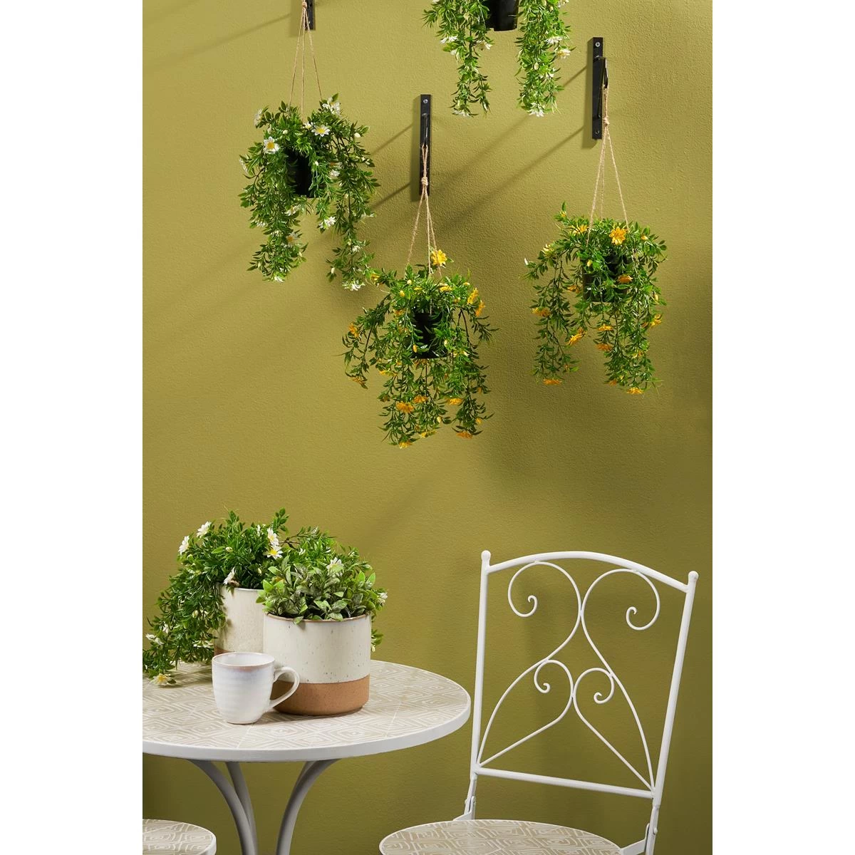 Mica Decorations Margriet Kunst Hangplant - H31 X Ø22 Cm - Geel - Afbeelding 2