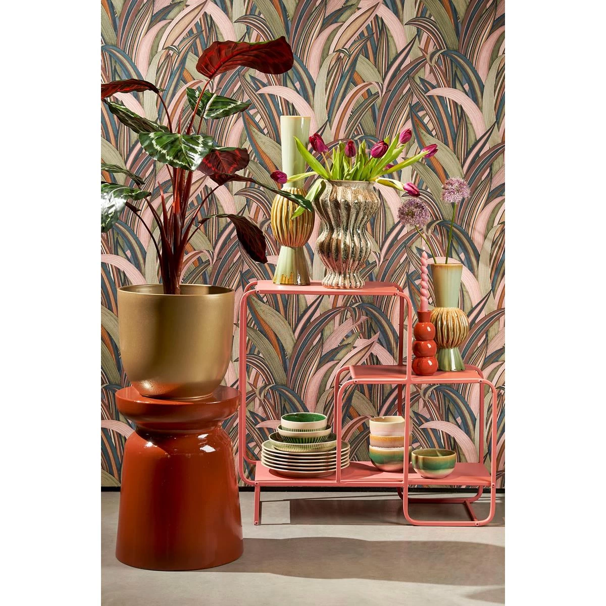 Mica Decorations Calathea Roseopicta Kunstplant - H90 X Ø60 Cm - Groen - Afbeelding 5