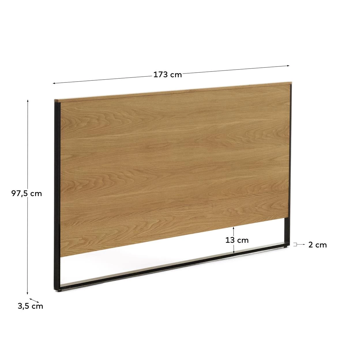Kave Home - Taiana Hoofdbord Van Eikenfineer En Stalen Poten Met Zwart - Afbeelding 3