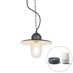 QAZQA Smart Buiten Hanglamp Antraciet IP44 Incl. Wifi ST64 - Kansas