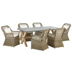 Beliani - MAROS|OLBIA - Tuinset Voor 6 - Natuurlijk - Vezelcement
