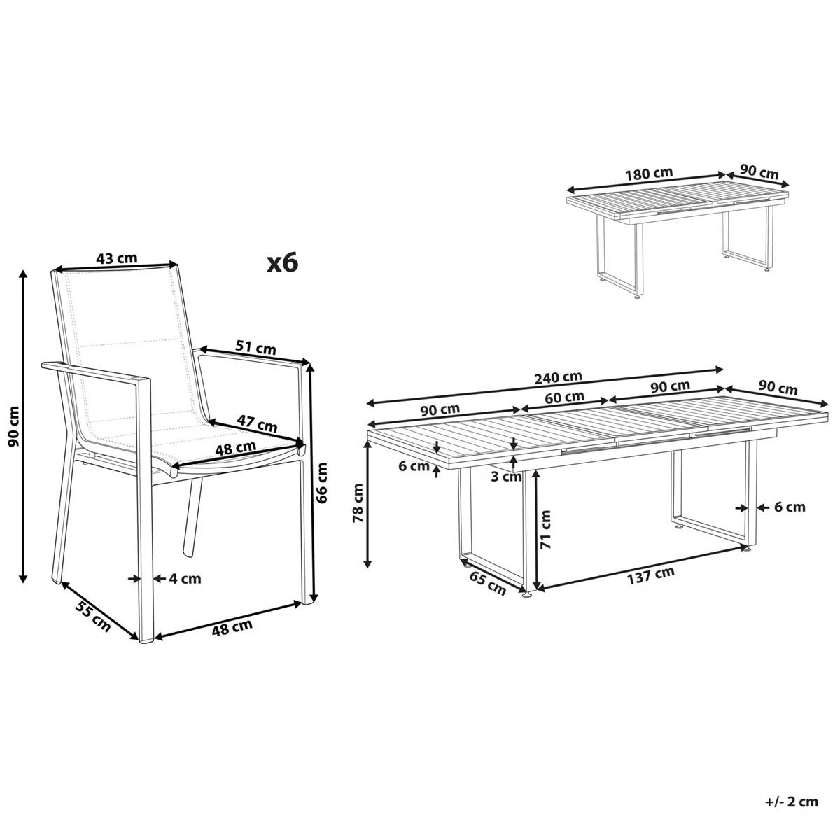 Beliani - VALCANETTO| BUSSETO - Tuinset Voor 6 - Zwart - Aluminium - Afbeelding 9