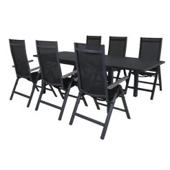 24Designs Nerja Tuinset - 6 Stoelen + Tuintafel - Zwart