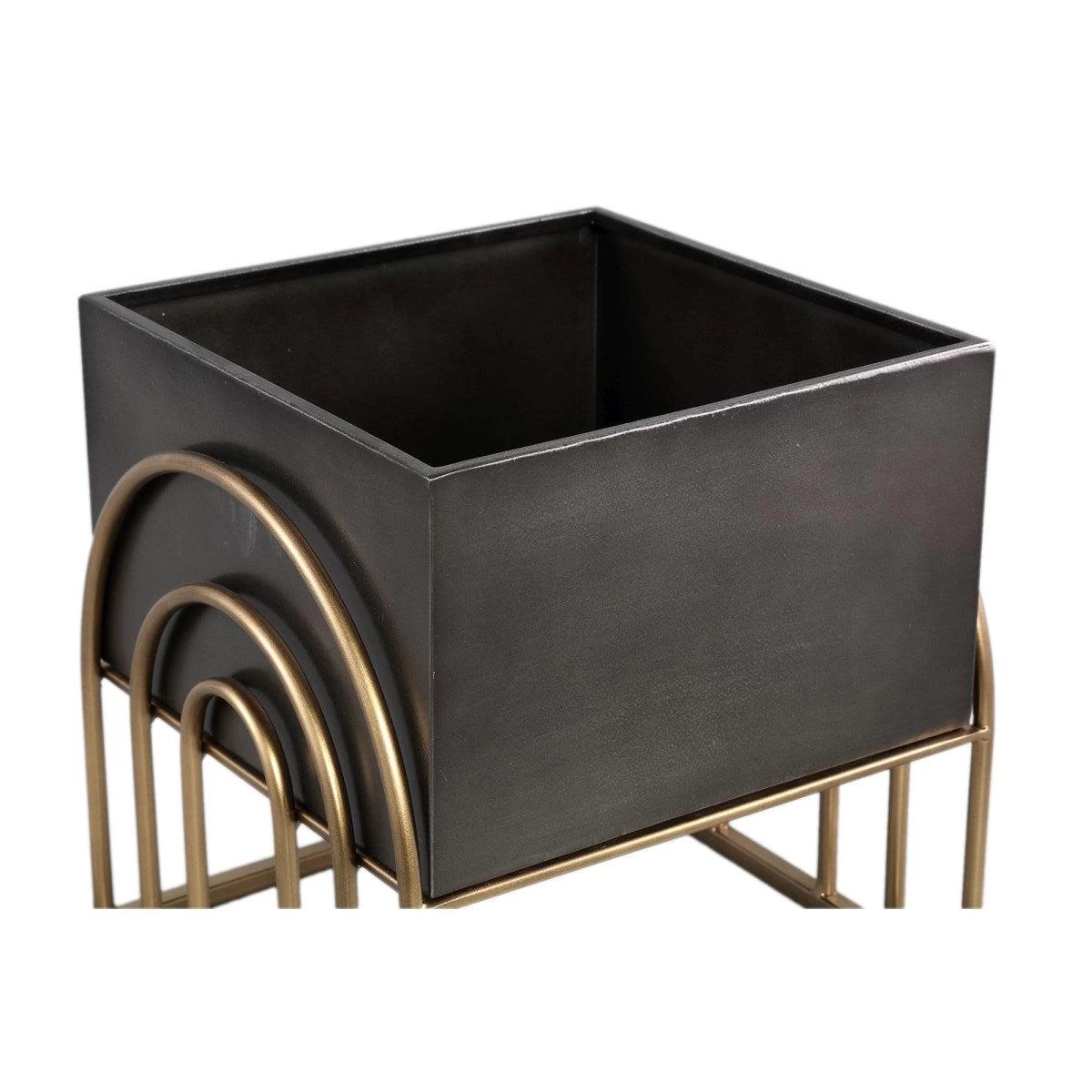 PTMD Mindo Bloempot - 32 X 30 X 45,5 Cm - Ijzer - Goud - Set Van 2