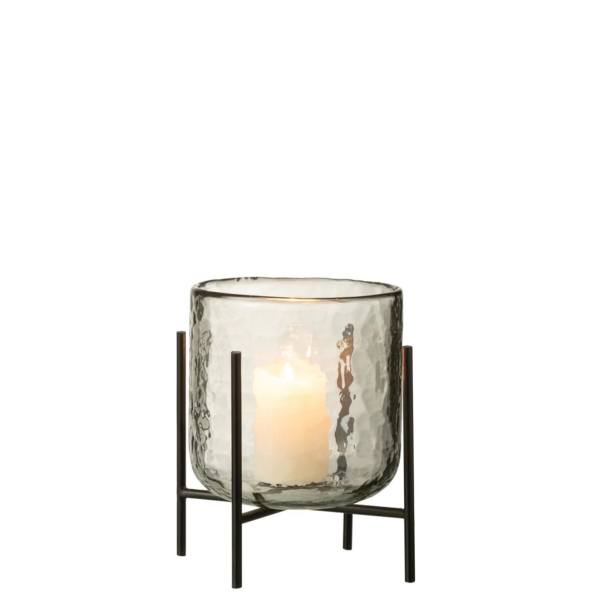 J-Line Windlicht Staand Glas|Ijzer Transparant Medium - Afbeelding 2