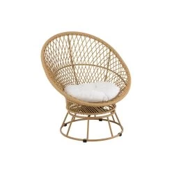 J-Line Zetel+Kussens Zayo Draai Metaal|Riet Beige