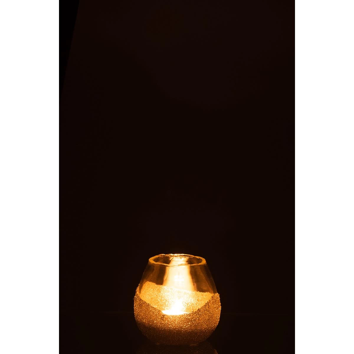 J-Line Theelichthouder Helft Parels Rond Glas Goud Small - Afbeelding 3