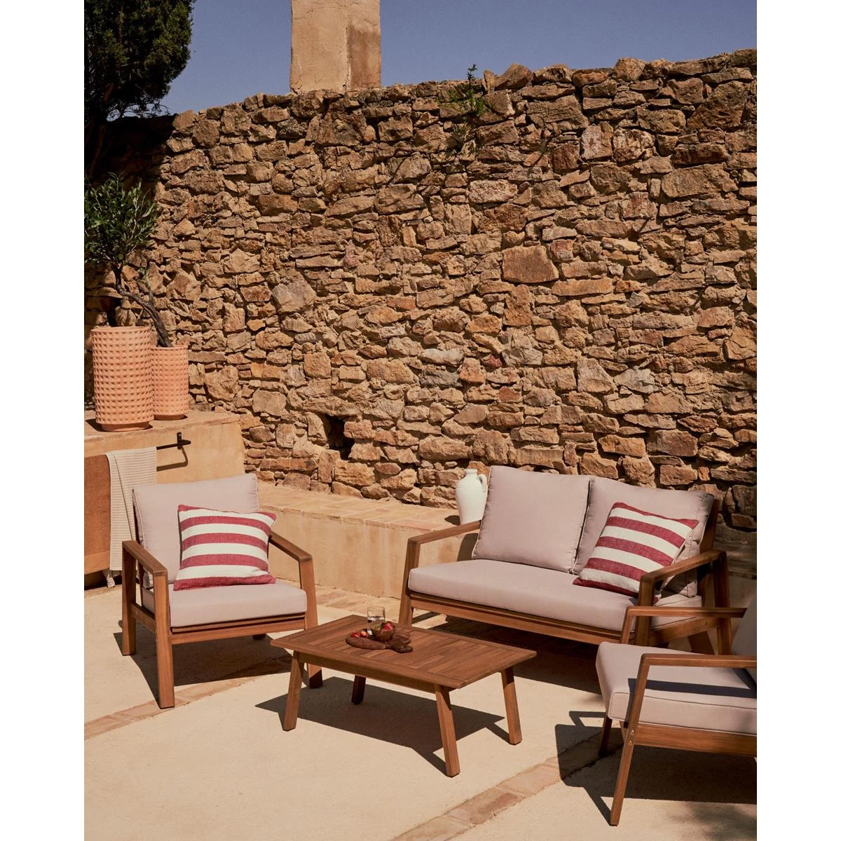 Kave Home - Set Frares Van 2-zitsbank, 2 Fauteuils En Salontafel In - Afbeelding 7