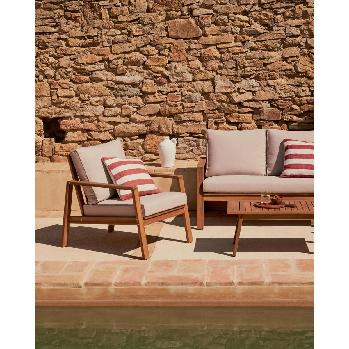 Kave Home - Set Frares Van 2-zitsbank, 2 Fauteuils En Salontafel In - Afbeelding 8