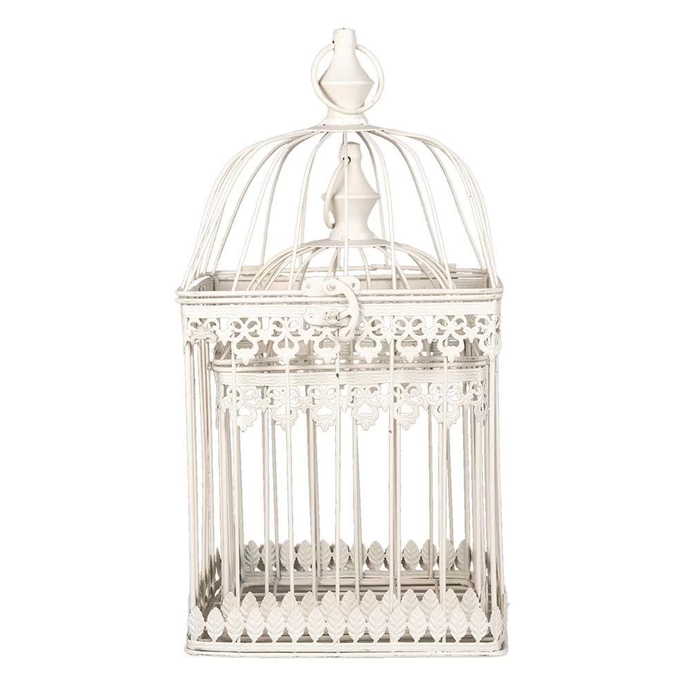 Clayre & Eef Vogelkooi Decoratie Beige Metaal Vierkant Decoratie - Afbeelding 3