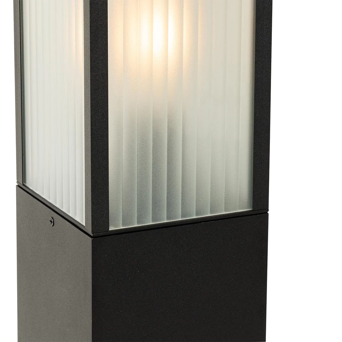 QAZQA Staande Buitenlamp Zwart Met Ribbel Glas 80 Cm IP44 - Charlois - Afbeelding 3