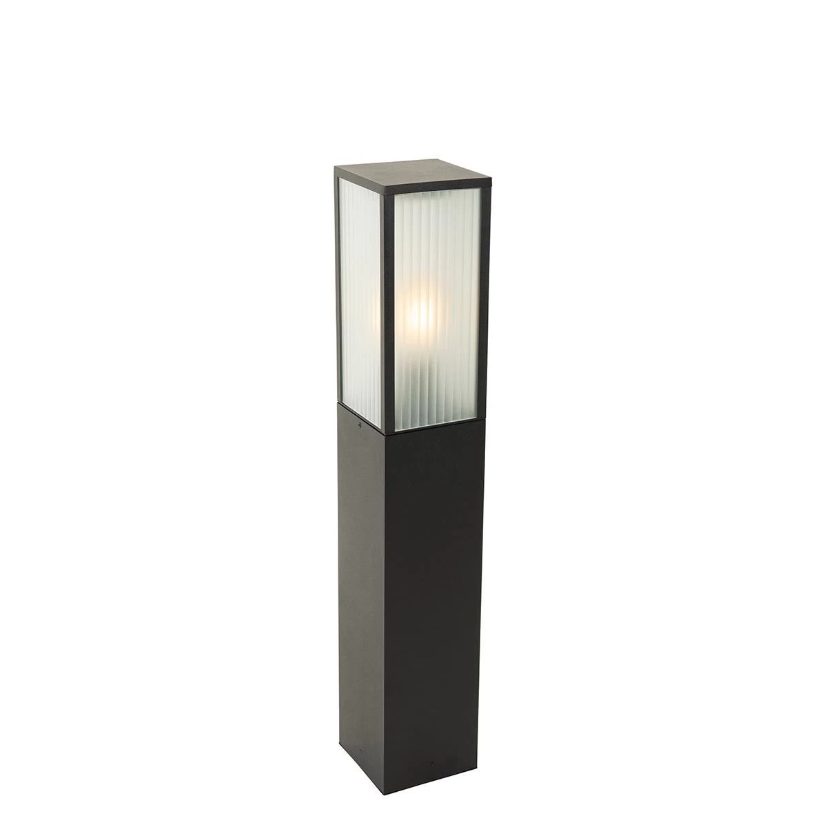 QAZQA Staande Buitenlamp Zwart Met Ribbel Glas 80 Cm IP44 - Charlois - Afbeelding 8