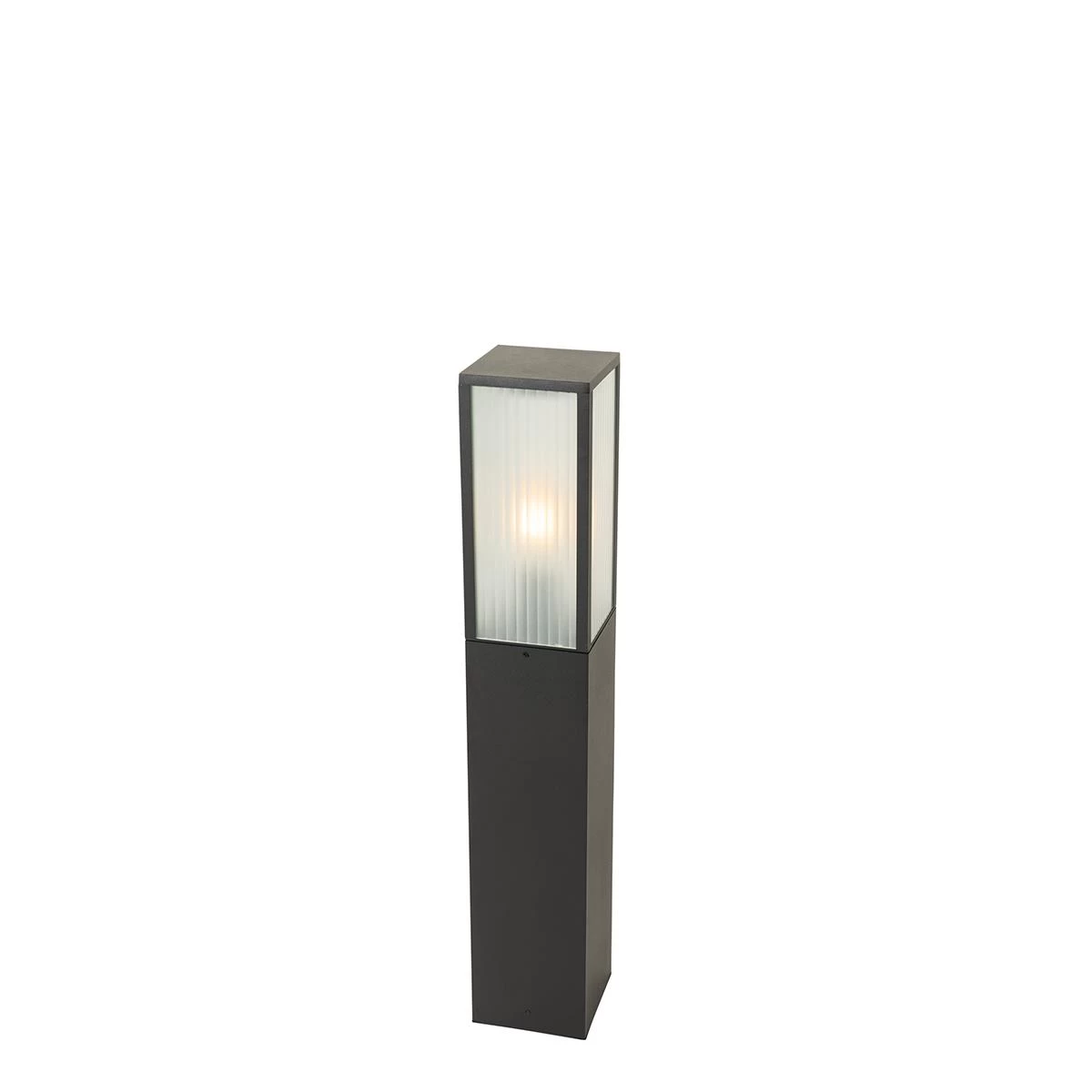 QAZQA Staande Buitenlamp Zwart Met Ribbel Glas 80 Cm IP44 - Charlois - Afbeelding 2