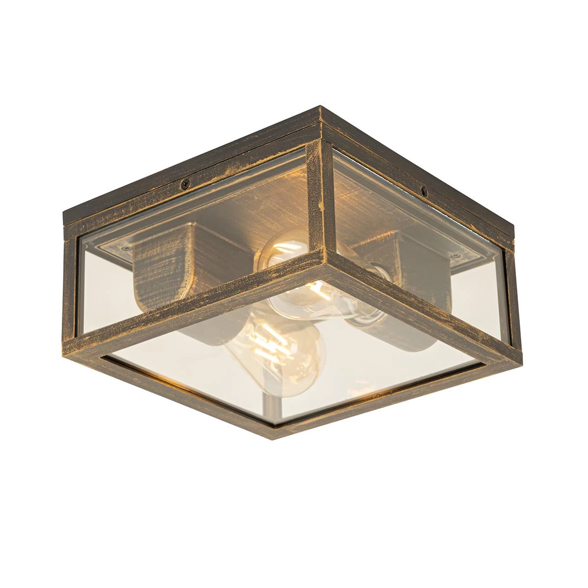 QAZQA Vintage Plafondlamp Antiek Goud IP44 2-lichts - Charlois - Afbeelding 2