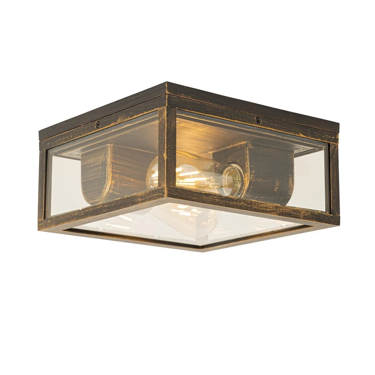 QAZQA Vintage Plafondlamp Antiek Goud IP44 2-lichts - Charlois - Afbeelding 7