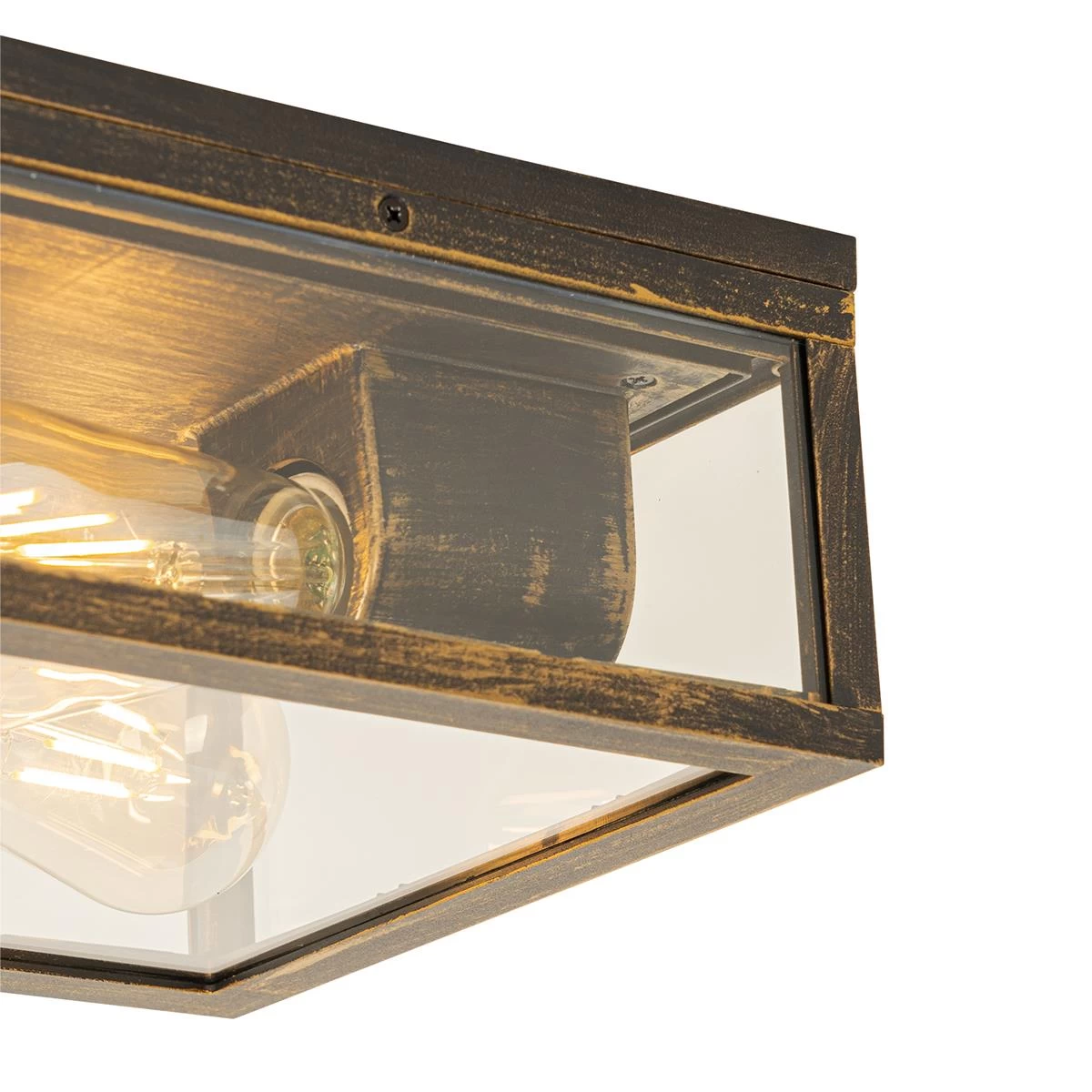 QAZQA Vintage Plafondlamp Antiek Goud IP44 2-lichts - Charlois - Afbeelding 3