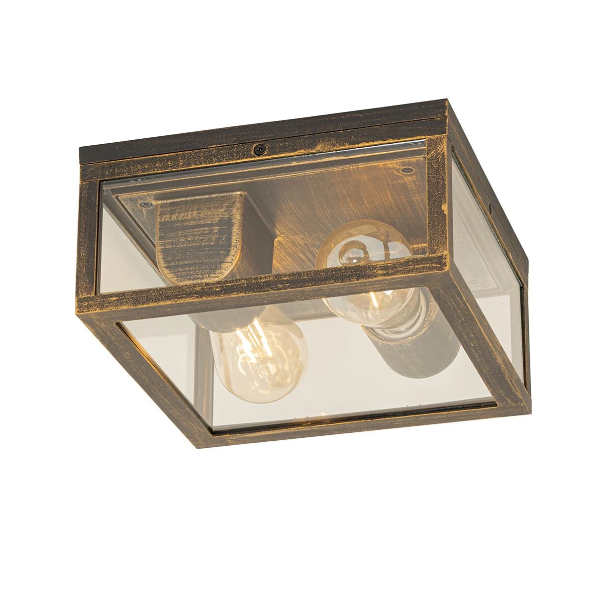 QAZQA Vintage Plafondlamp Antiek Goud IP44 2-lichts - Charlois - Afbeelding 8